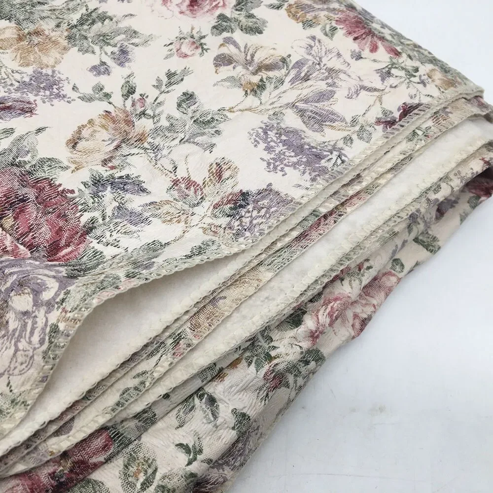 VTG 60”x100” Vinyl Flannel Back Tablecloth Floral Chintz Roses Flowers Outdoor